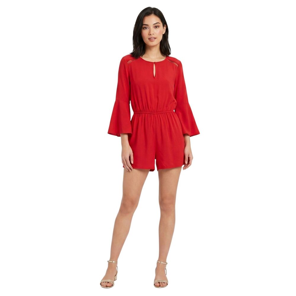 JustFab Women's XXL Orange Long-Sleeve Romper